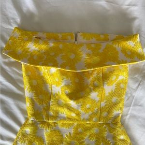 Yellow and white sunflower off the shoulder dress